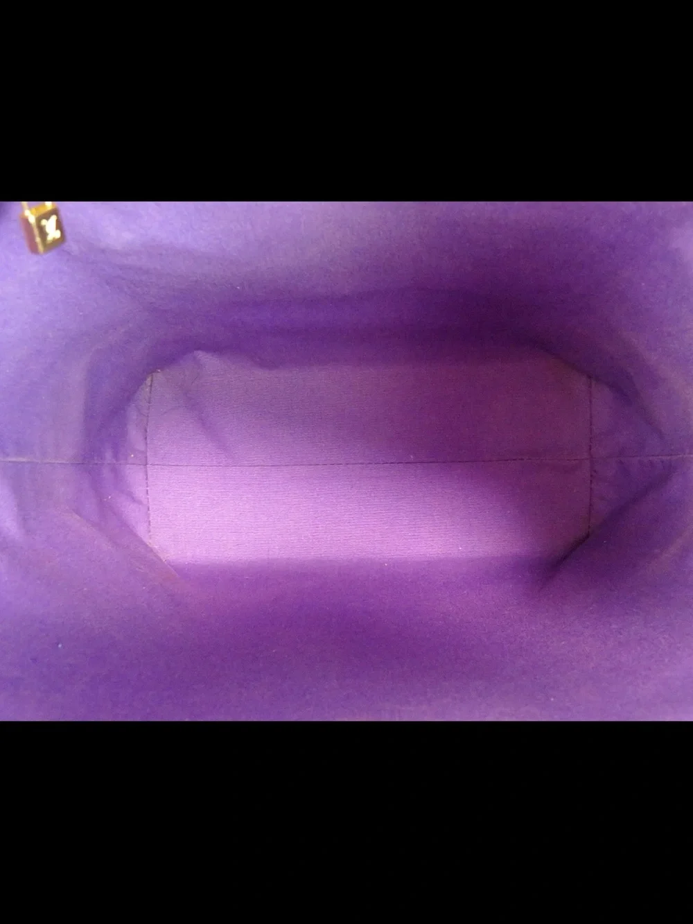 Louis Vuitton Glossy Plum Vernis Tote with Tan Handles
